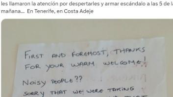 Unos vecinos se quejan a unos turistas de un Airbnb y ellos responden con esta lamentable nota