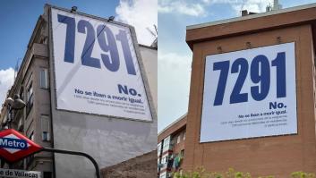 La Junta Electoral obliga a Más Madrid a retirar las lonas que recuerdan los 7.291 fallecidos en las residencias de Madrid