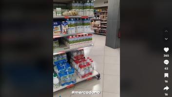 Graba lo que ha visto en la sección de leche de un Mercadona de Murcia: dice mucho y malo de todos