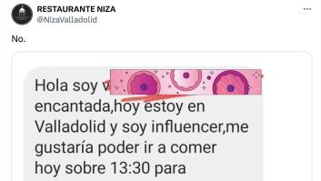 Un influencer quiere comer gratis en un restaurante: la réplica del dueño es breve, educada y certera