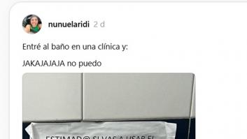 El cartel que se ha encontrado en el baño de una clínica es para leerlo dos veces o tres: tremendo