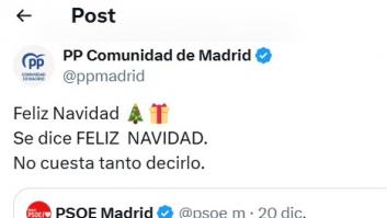 El PP de Ayuso critica al PSOE por desear unas "felices fiestas" y muchos se acuerdan este tuit de hace ocho años