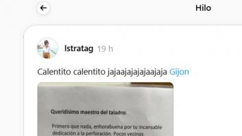 El cartel que un vecino ha dejado a otro que taladra a deshora es de museo: ojo al giro argumental final
