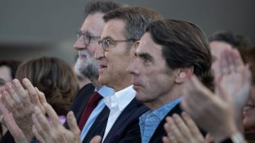 Aznar, Feijóo y Rajoy, en un acto del PP