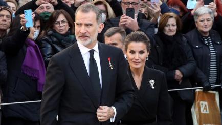 Felipe y Letizia, a su llegada al funeral de Constantino de Grecia este lunes.