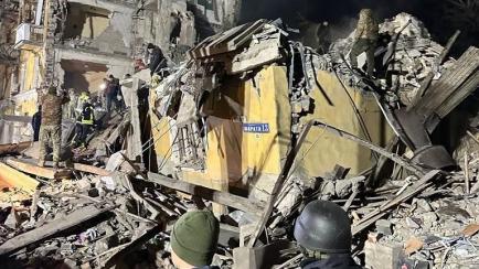 Imagen del edifico destruido en el bombardeo distribuido por Ucrania