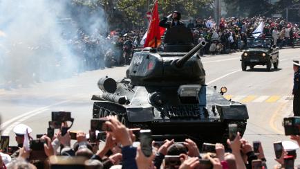 Desfile de la victoria sobre la Alemania nazi en Sebastopol, Crimea, en 2021.