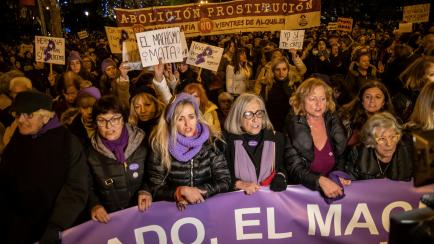 MADRID, SPAIN - 2019/11/25: Tens of thousands of people demonstrate against gender violence throughout Spain.
The protests, organized by feminist associations and groups, take place in more than thirty cities on the occasion of the International...