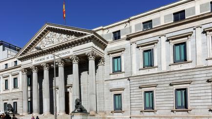Madrid, Spain - January 22, 2018: Building of Congress of Deputies (Congreso de los Diputados) in City of Madrid, Spain