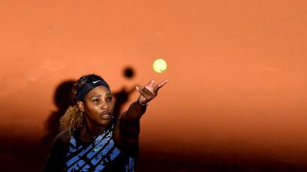 PARIS, FRANCE - JUNE 01: Serena Williams of the USA in action against her compatriot  Sofia Kenin (not seen) during their third round match at the French Open tennis tournament at Roland Garros Stadium in Paris, France on June 01, 2019. (Photo b...