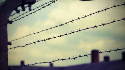 many barbed wire in the refugee camp to avoid the evasion of the people with vintage effect