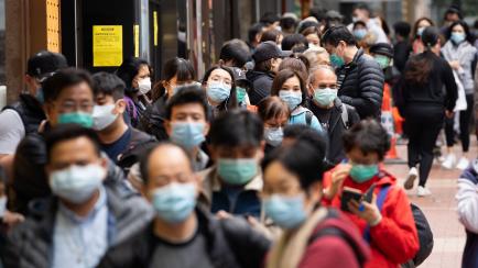HONG KONG, CHINA - 2020/02/06: People seen lining up outside a pharmacy store in order to try their luck to purchase some surgical mask which are in shortage in the city.
Surgical masks are in shortage in Hong Kong as most residents in the city ...
