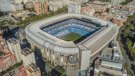 MADRID, SPAIN, OCTOBER 2018 - Aerial view of Santiago Bernabeu stadium