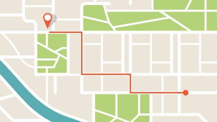 City map navigation. GPS navigator. Point marker icon. Top view, view from above. Abstract background. Cute simple design. Flat style vector illustration.