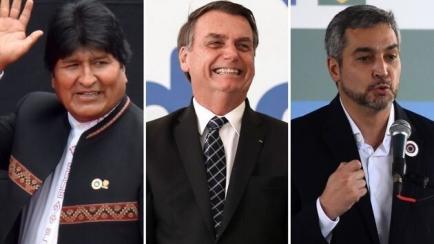 Evo Morales, Jair Bolsonaro et Mario Abdo.