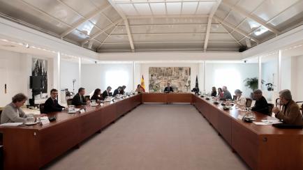 Sánchez presidiendo el Comité de Desescalada
