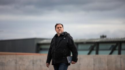 BARCELONA, SPAIN - MARCH 03: The former vice president of Cataluña and prisoner of 'Proces', Oriol Junqueras is seen leaving Lledoners Prison in Barcelona on his first penitentiary furlough to teach in UVic-UCC Campus of Manresa on March 03, 20...
