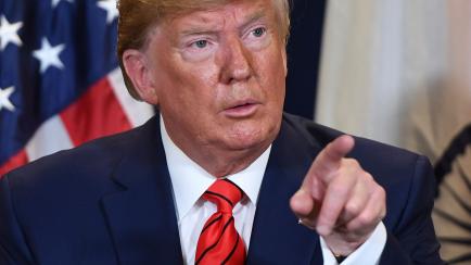 US President Donald Trump attends a meeting with Indian Prime Minister Narendra Modi (not shown) at UN Headquarters in New York, September 24, 2019, on the sidelines of the United Nations General Assembly. (Photo by SAUL LOEB / AFP)        (Phot...
