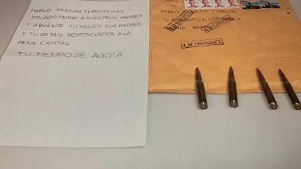 Carta con balas dirigida a Pablo Iglesias.