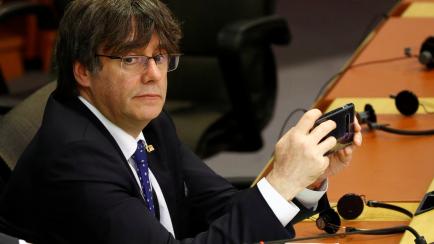 Former Catalan leader Carles Puigdemont looks on during a plenary session at the European Parliament in Brussels, Belgium January 29, 2020.  REUTERS/Francois Lenoir