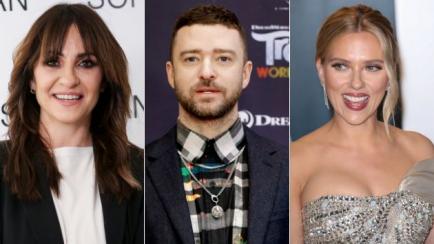 Melani Olivares, Justin Timberlake y Scarlett Johansson.