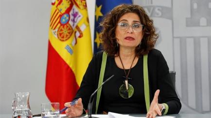 La ministra portavoz, María Jesús Montero, este martes en rueda de prensa.