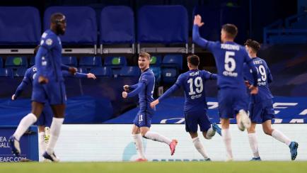 Timo Werner celebra el 1-0 frente al Madrid