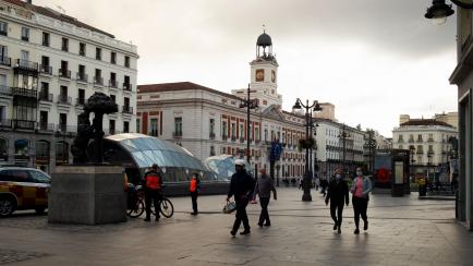 Puerta del Sol  in Madrid's Centro district empty on the 62st day of the state of alarm, still in Phase 0 of the de-escalation planned by the government during the coronavirus pandemic on May 15, 2020 in Madrid, Spain. 
 (Photo by Oscar Gonzalez...