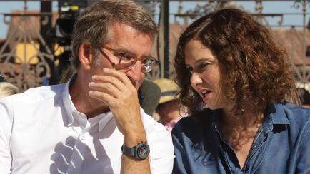 El líder del Partido Popular, Alberto Núñez Feijóo, y la presidenta de la Comunidad de Madrid y del PP regional, Isabel Díaz Ayuso, el pasado 2 de septiembre.