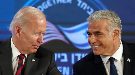 Joe Biden y Yair Lapid, el pasado 14 de julio en Jerusalén. 