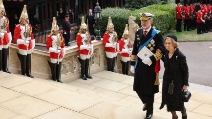 El rey Felipe VI y Sofia, a su llegada al Palacio de Windsor.