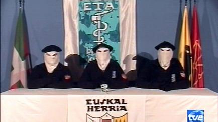 BASQUE COUNTRY, SPAIN:  A picture released on Spanish tv channel TVE 22 March 2006 shows members of the Spains' Basque armed separatist organisation ETA announcing 22 March 2006 a permanent ceasefire. ETA has decided to declare a permanent cease...