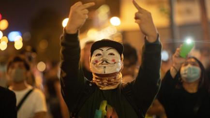 Imagen de las manifestaciones en Hong Kong este lunes