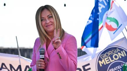 Giorgia Meloni, líder de Hermanos de Italia y ganadora de las elecciones, en su mitin de cierre de campaña.