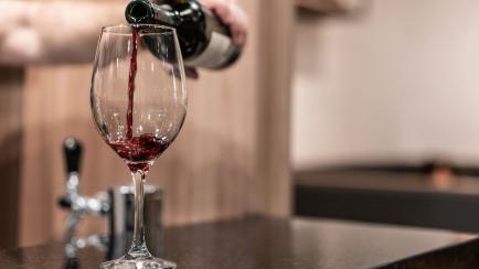 Bartender, Serving, Red Wine, Wineglass, Close-up