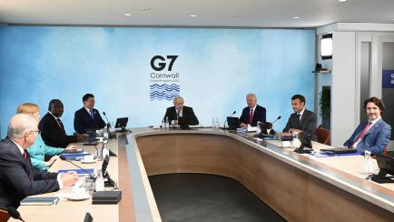 Reunión de trabajo de los líderes del G-7 durante la cumbre que se celebra en Cornualles.