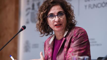 María Jesús Montero, ministra de Hacienda, durante la presentación del plan fiscal del Gobierno.