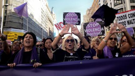 Una manifestación contra la violencia machista en Madrid, en 2015