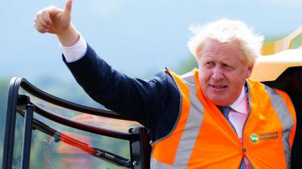 Boris Johnson, el pasado 30 de agosto, en una visita a una granja en Dorset. 