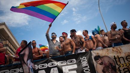 Carroza del Orgullo en Torremolinos (Málaga) en 2018.