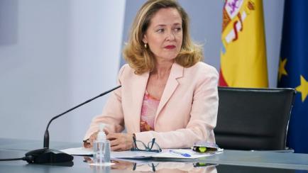 La vicepresidenta segunda del Gobierno, Nadia Calviño, este martes, en Moncloa.