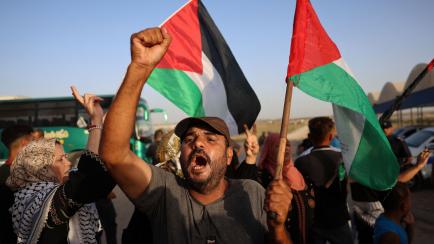 Protesta palestina en la frontera de Gaza.