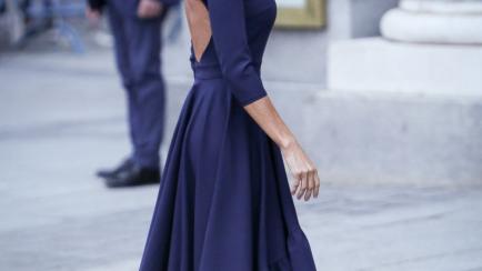 La reina Letizia, en la inauguración de la temporada en el Teatro Real, este lunes en Madrid.