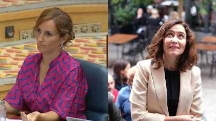 Mónica García (Más Madrid) e Isabel Díaz Ayuso (PP)
