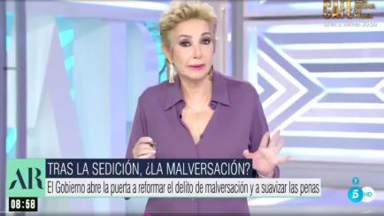 Ana Rosa Quintana, en su programa de Telecinco.