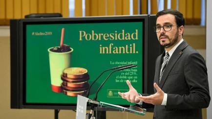 El ministro de Consumo, Alberto Garzón, presenta los resultados del estudio 'Vigilancia del crecimiento, alimentación, actividad física, desarrollo infantil y obesidad en España. 