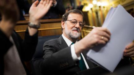 Mariano Rajoy, en el primer día de la moción de censura el 31 de mayo de 2018 (AP Photo/Francisco Seco).