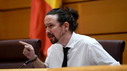 MADRID, SPAIN - OCTOBER 08: The Second Vice-President and Minister of Social Rights and Agenda 2030, Pablo Iglesias, appears before the Senate in the Commission for Comprehensive Disability Policies on October 08, 2020 in Madrid, Spain. Iglesias...