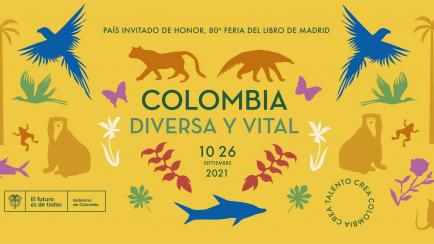 Cartel de la Feria del Libro de Madrid sobre el país invitado, Colombia.