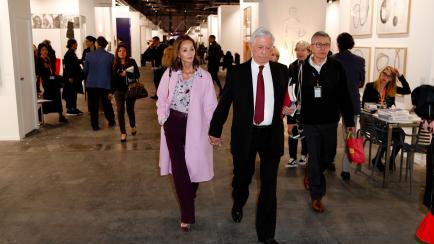 Isabel Preysler y Mario Vargas Llosa en febrero en ARCO.